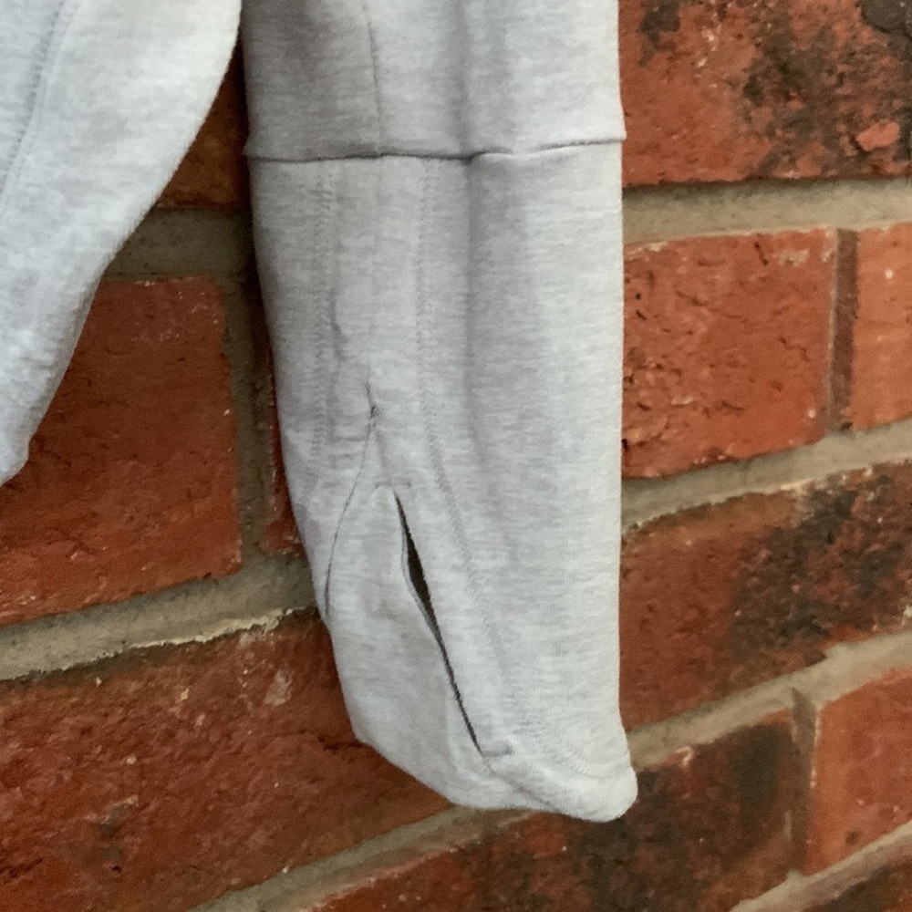 Athleta Light Gray Cowl Neck Hooded Long Sleeve Top - Picture 5 of 6